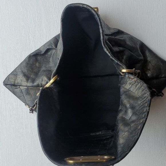 Per Se Black Bronze Leather Envelope Over the Shoulder Purse - Picture 5 of 7